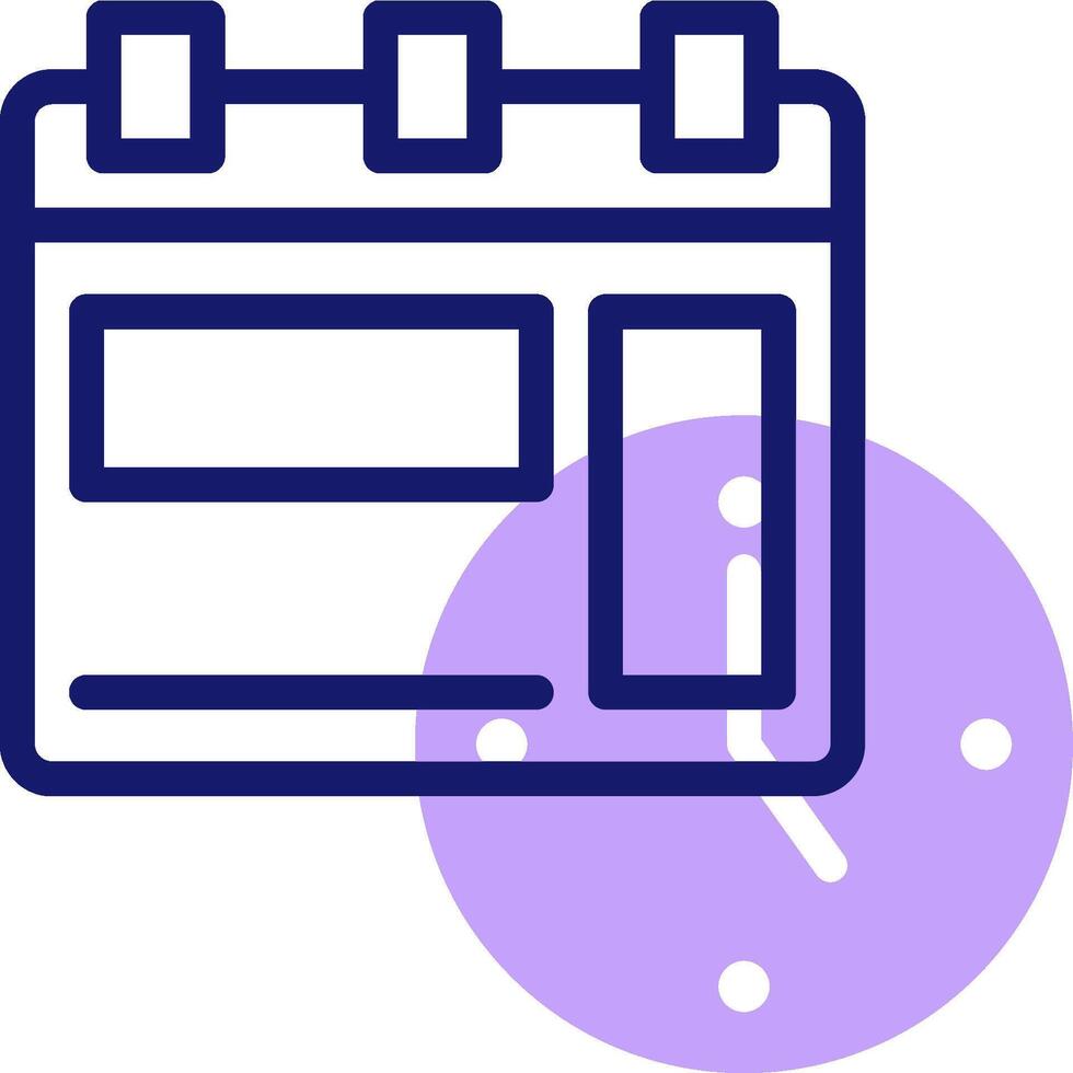 A calendar icon with a clock on it vector