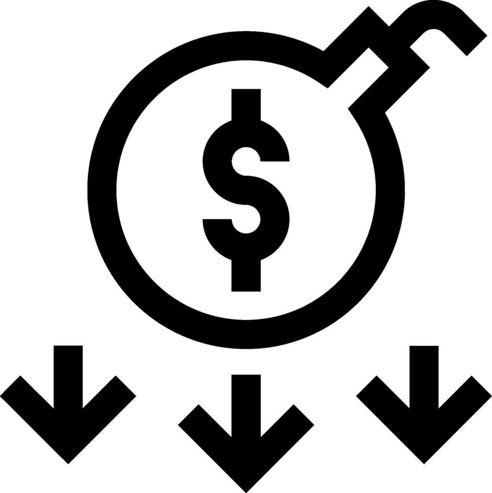 A dollar sign and arrows pointing to it vector