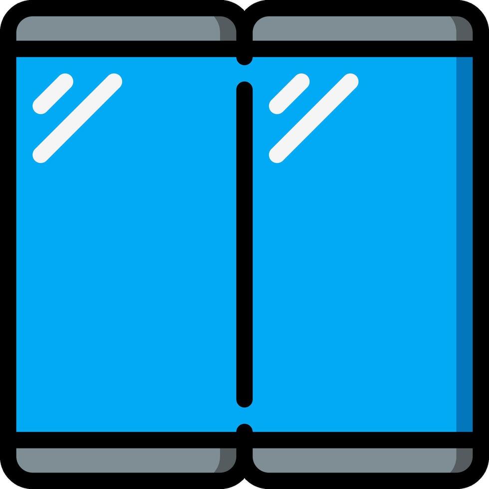 Two blue doors with a mirror on the top vector