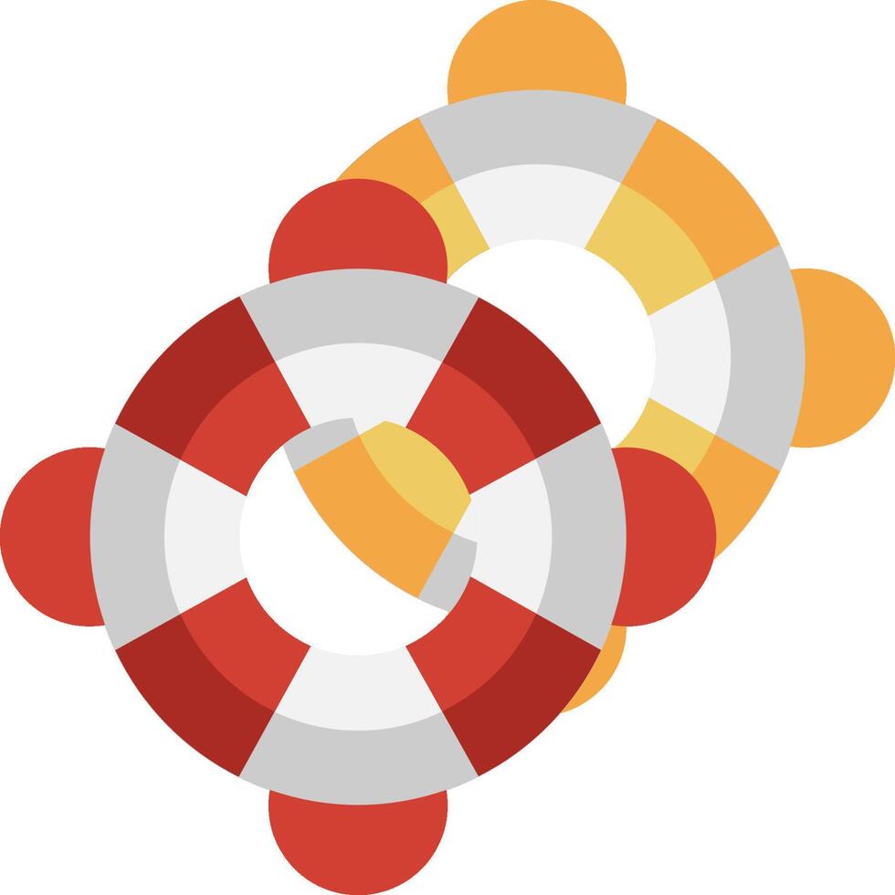 A red and orange life preserver with a white background vector