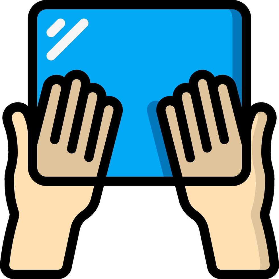 Hands holding a tablet computer icon vector