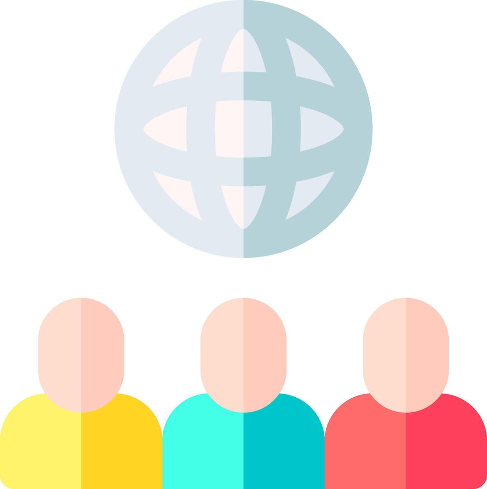 People with a globe and a group of people vector