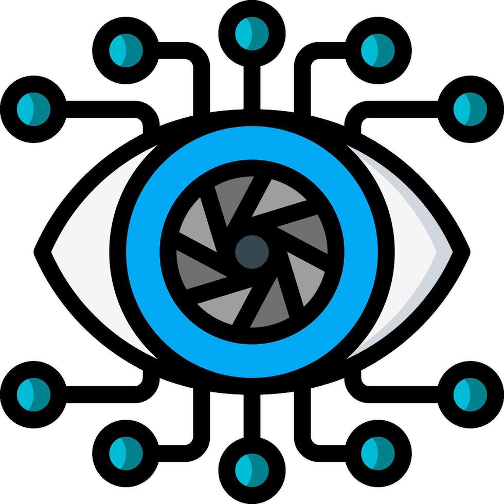 An eye with a circuit board around it vector