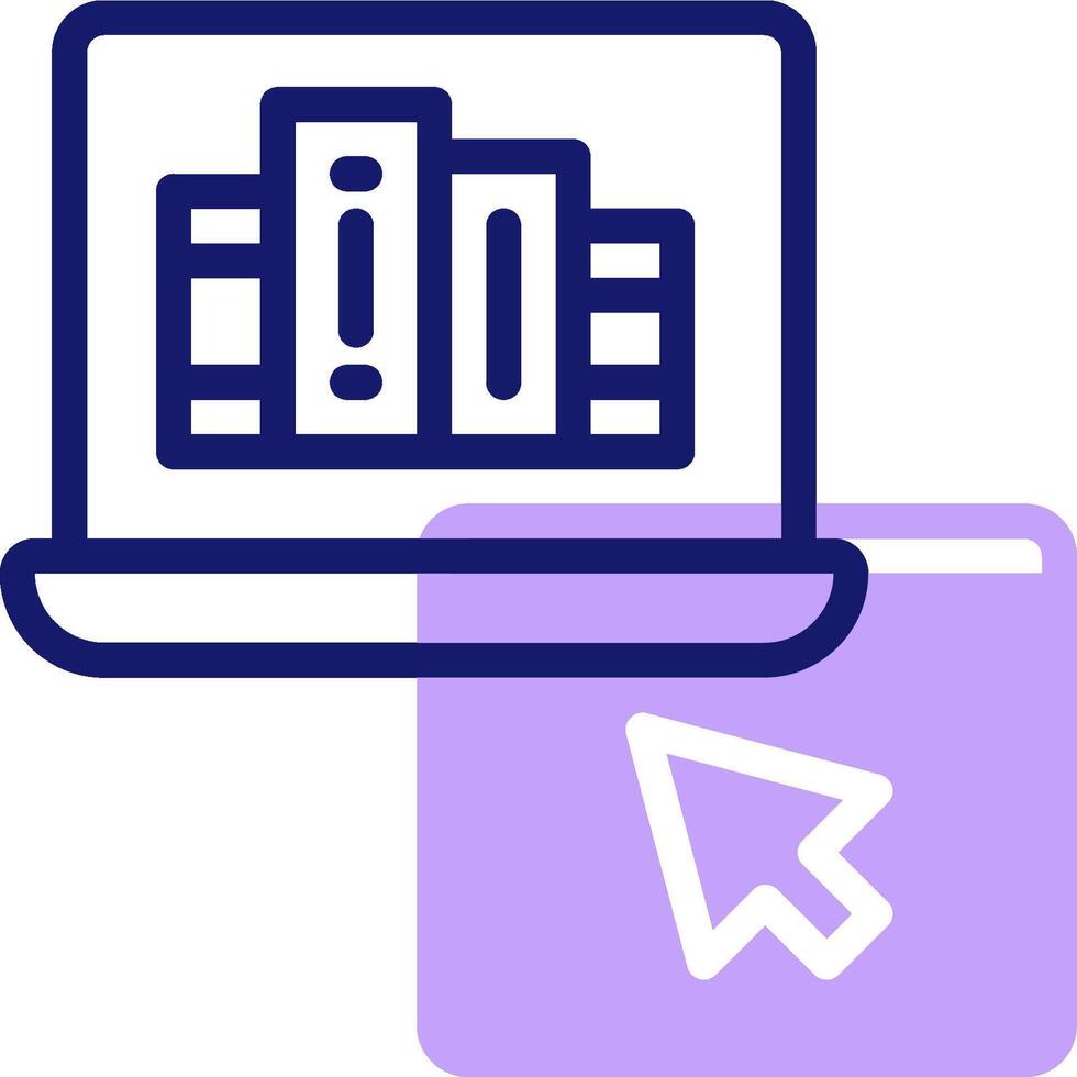 A laptop and a book icon with a purple arrow vector