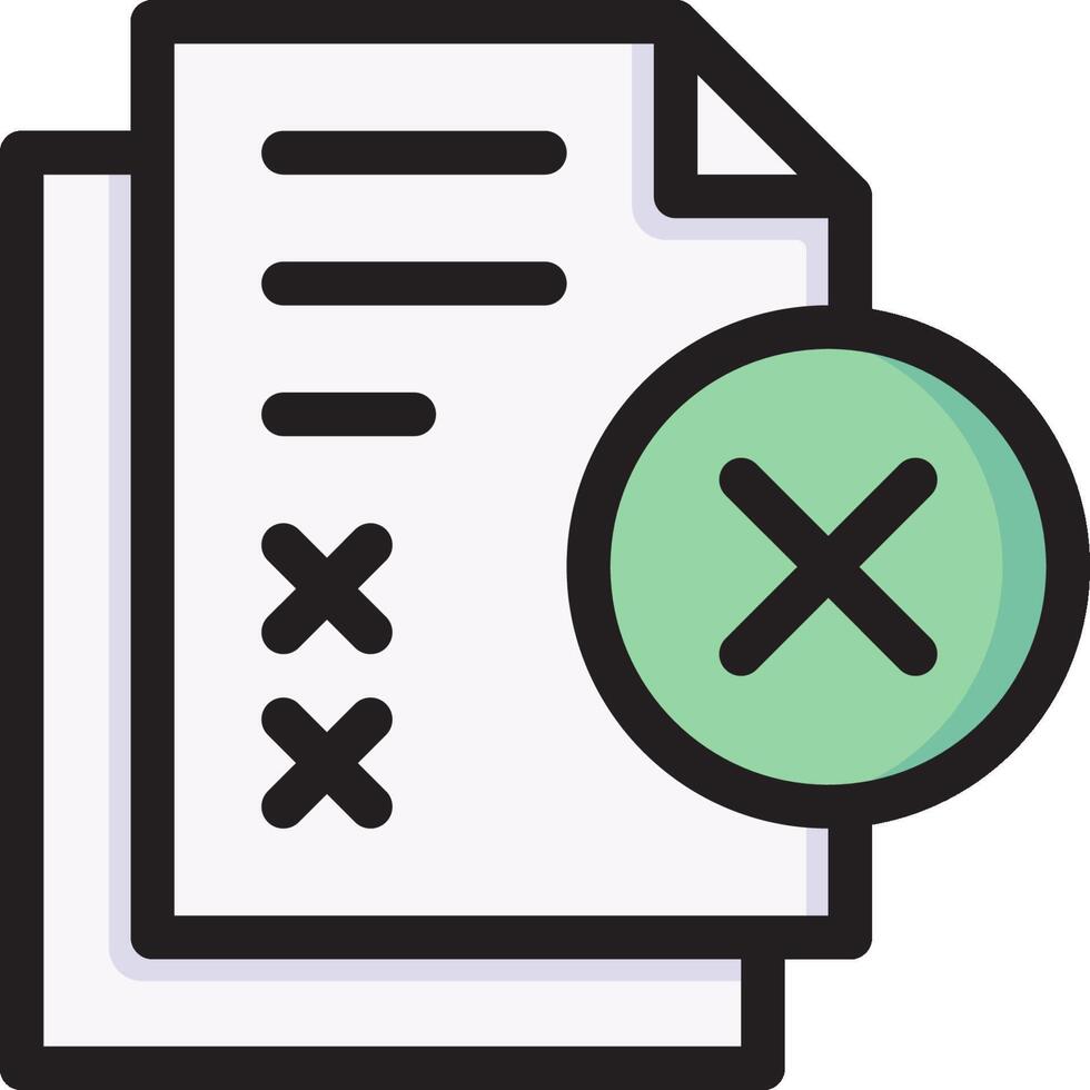 A check mark and a paper document with a cross vector