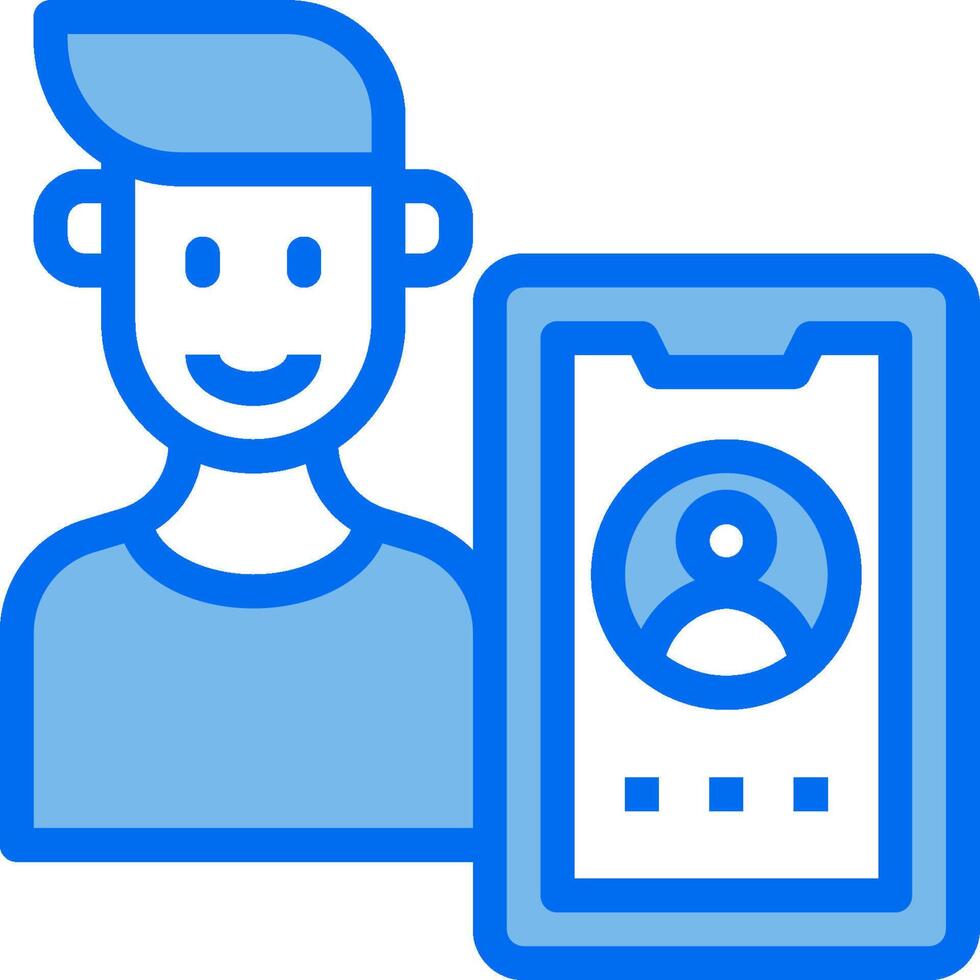 A man holding a phone and a person is standing next to it vector