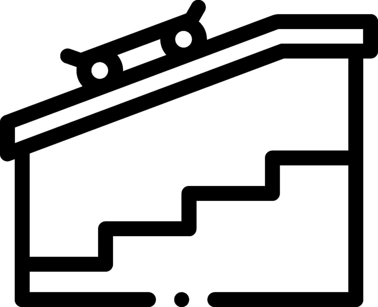 A black and white illustration of a skateboard on a stairway vector