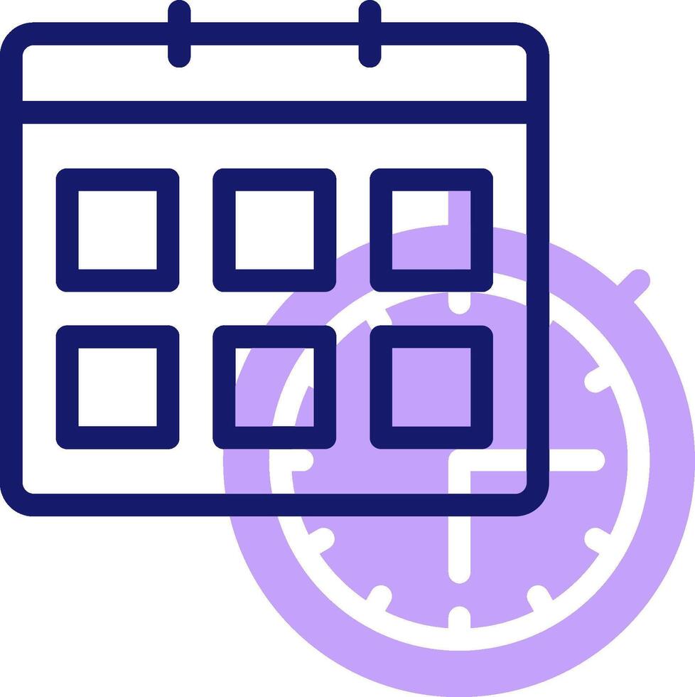 A calendar icon with a clock on it vector