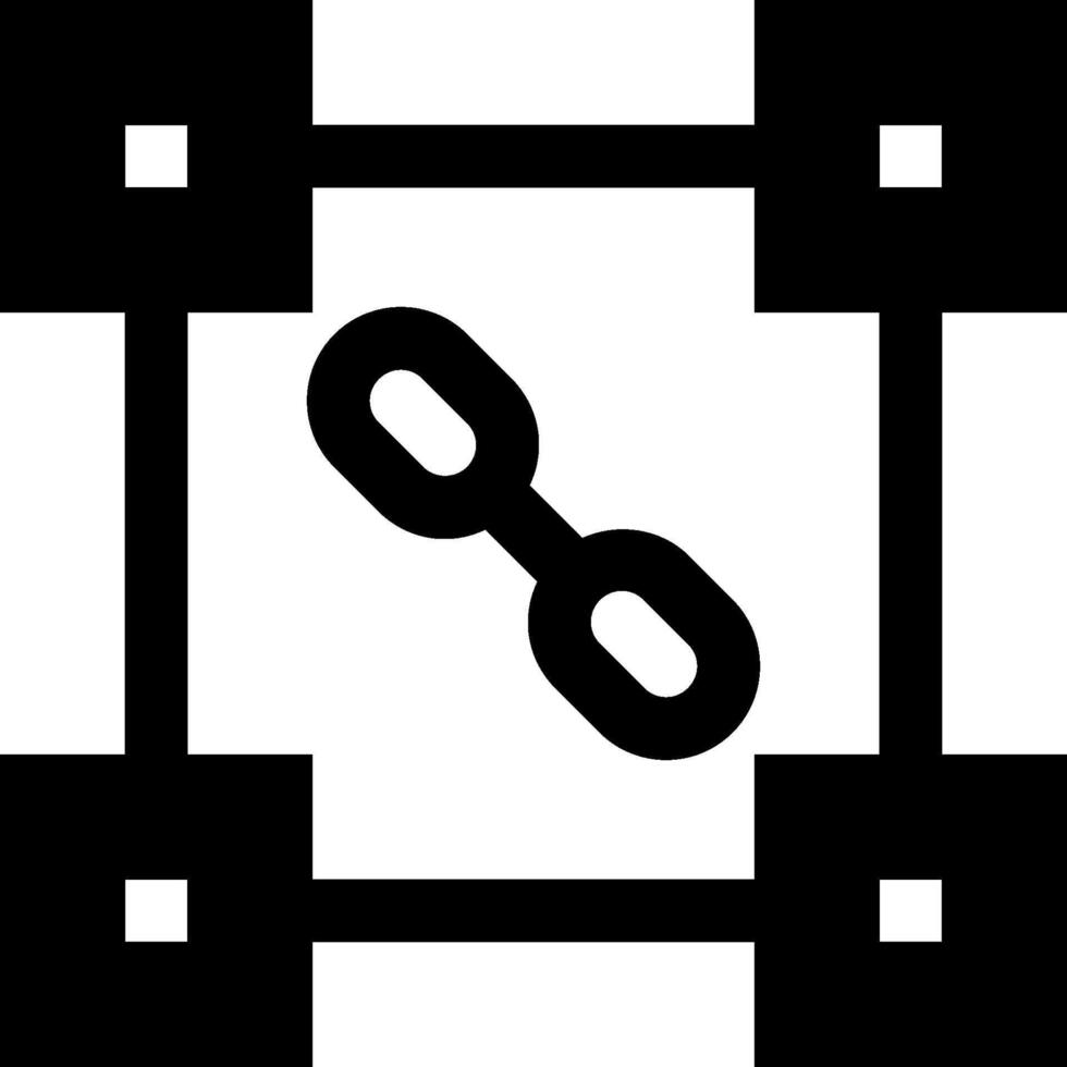 A black and white square with a link icon vector