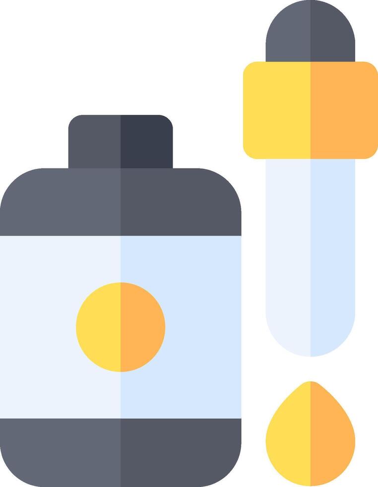 A bottle with a yellow liquid and a test tube vector