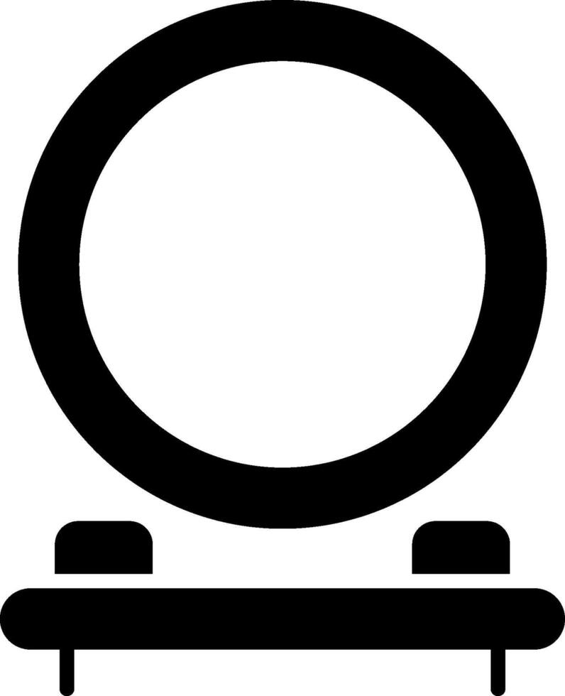 A black and white image of a round mirror vector