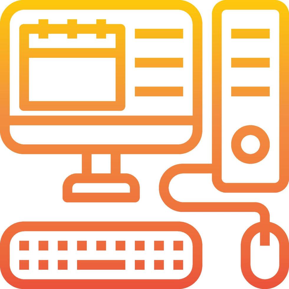 A computer monitor, keyboard and mouse are shown vector