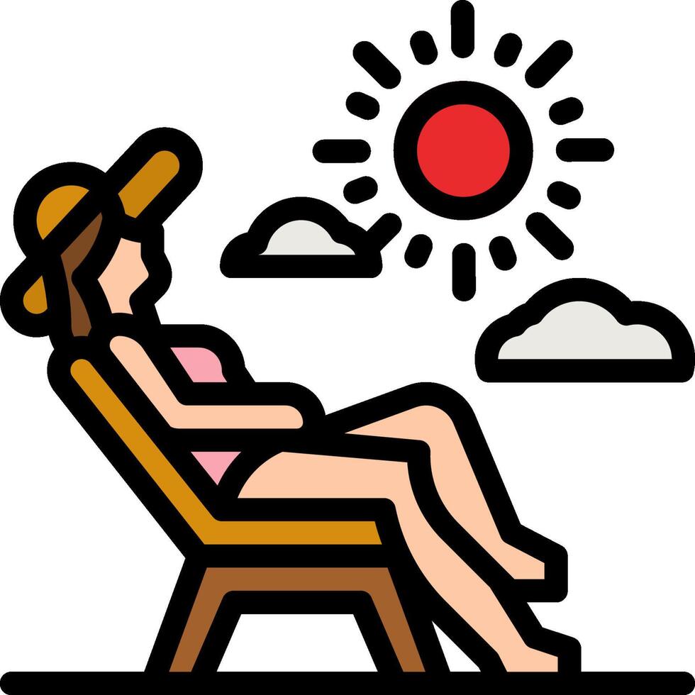 A woman in a sun hat is relaxing in a chair vector