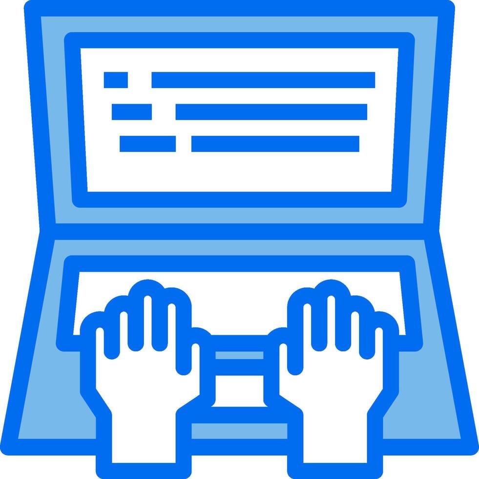 A laptop with two hands on it vector