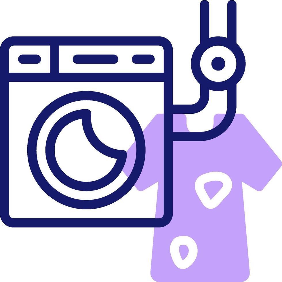 A washing machine with a purple shirt and a plug vector