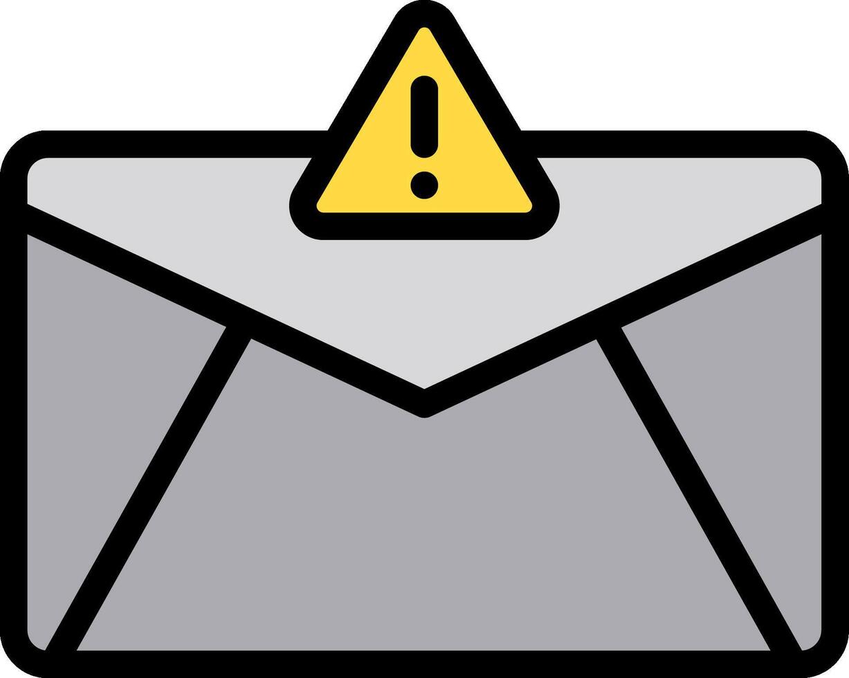 An email envelope with a yellow caution sign on it vector
