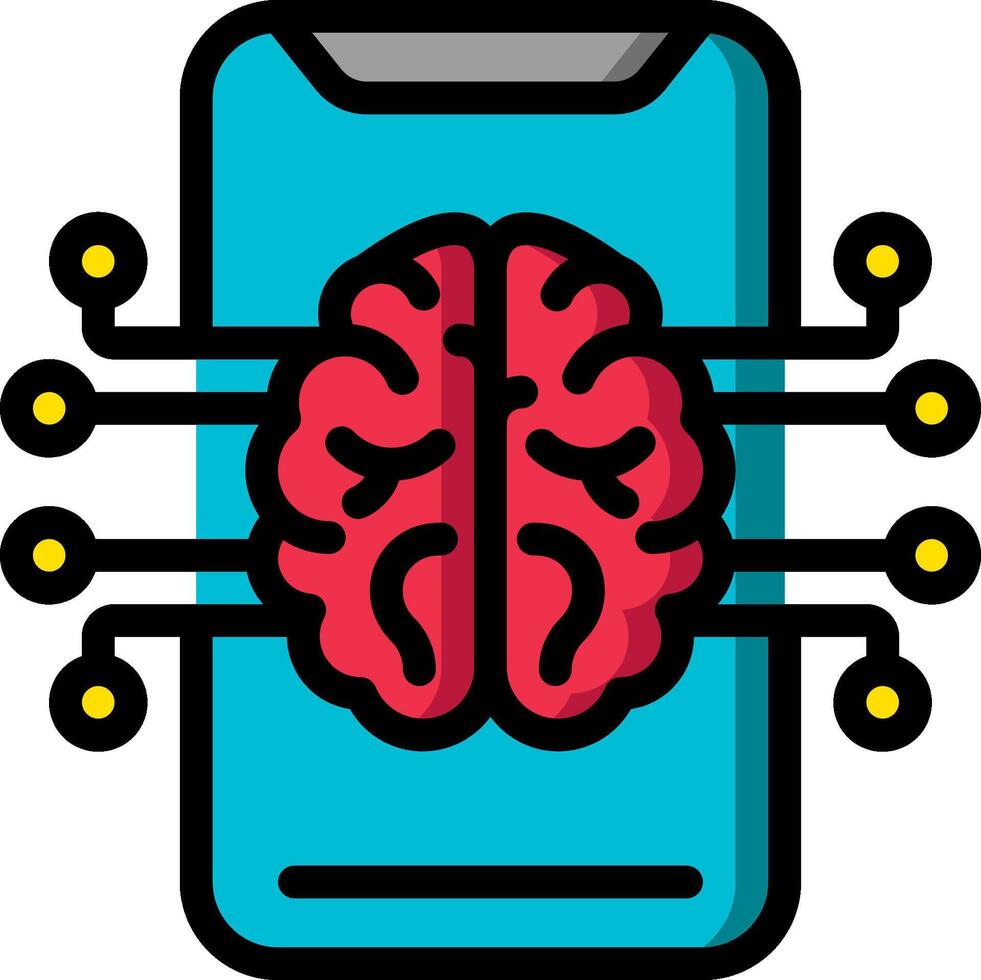 A smartphone with a brain inside it vector