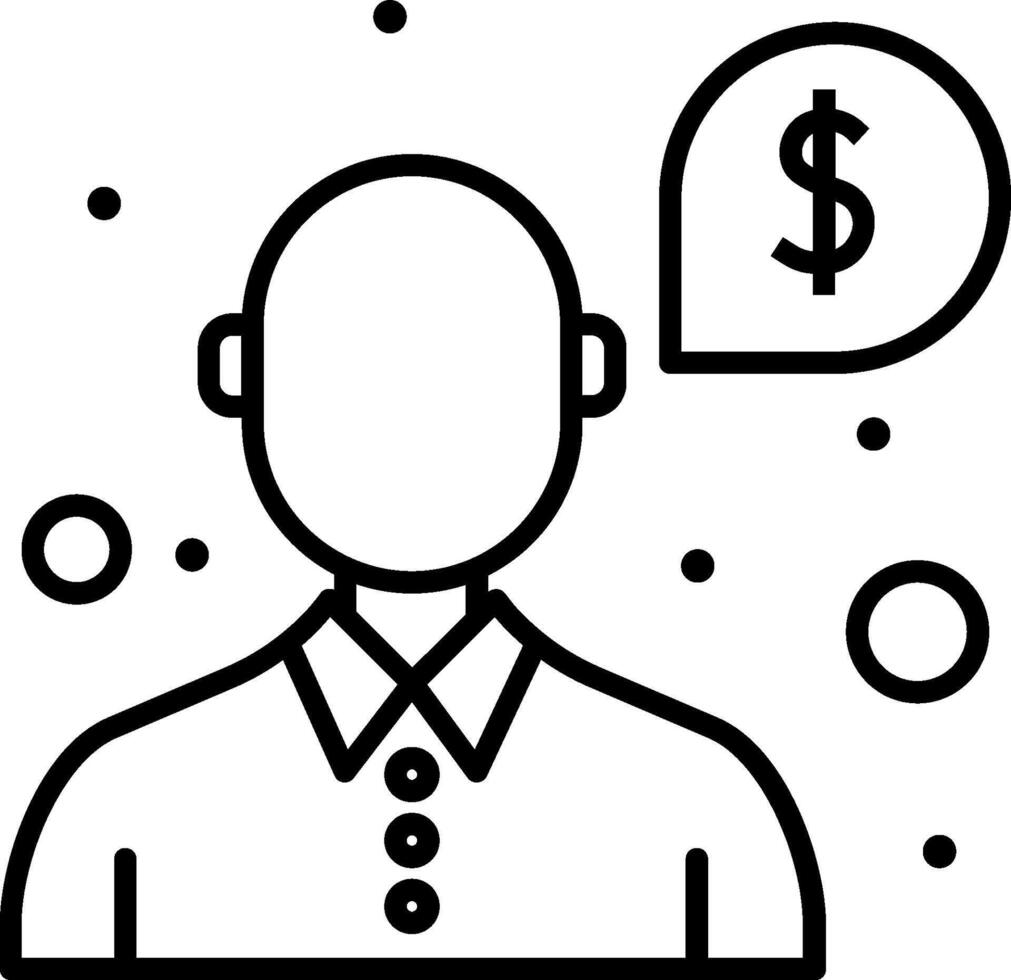 A man with a dollar sign in his head and a speech bubble vector
