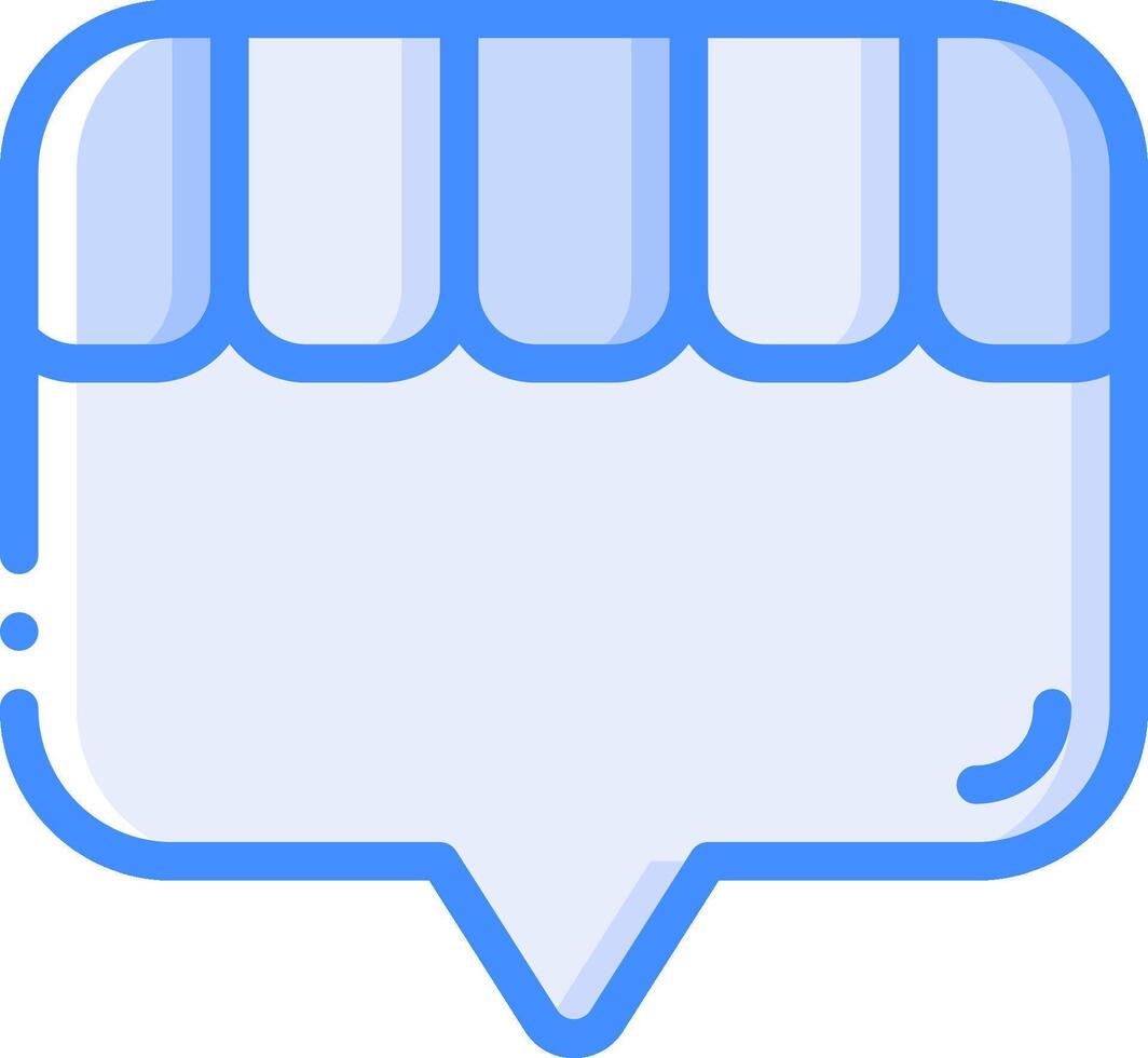 A blue speech bubble with a sign on it vector