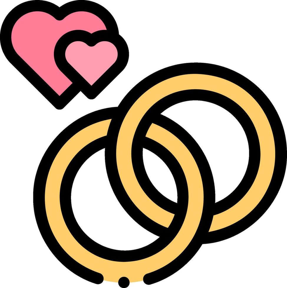 Two wedding rings with a heart in the middle vector