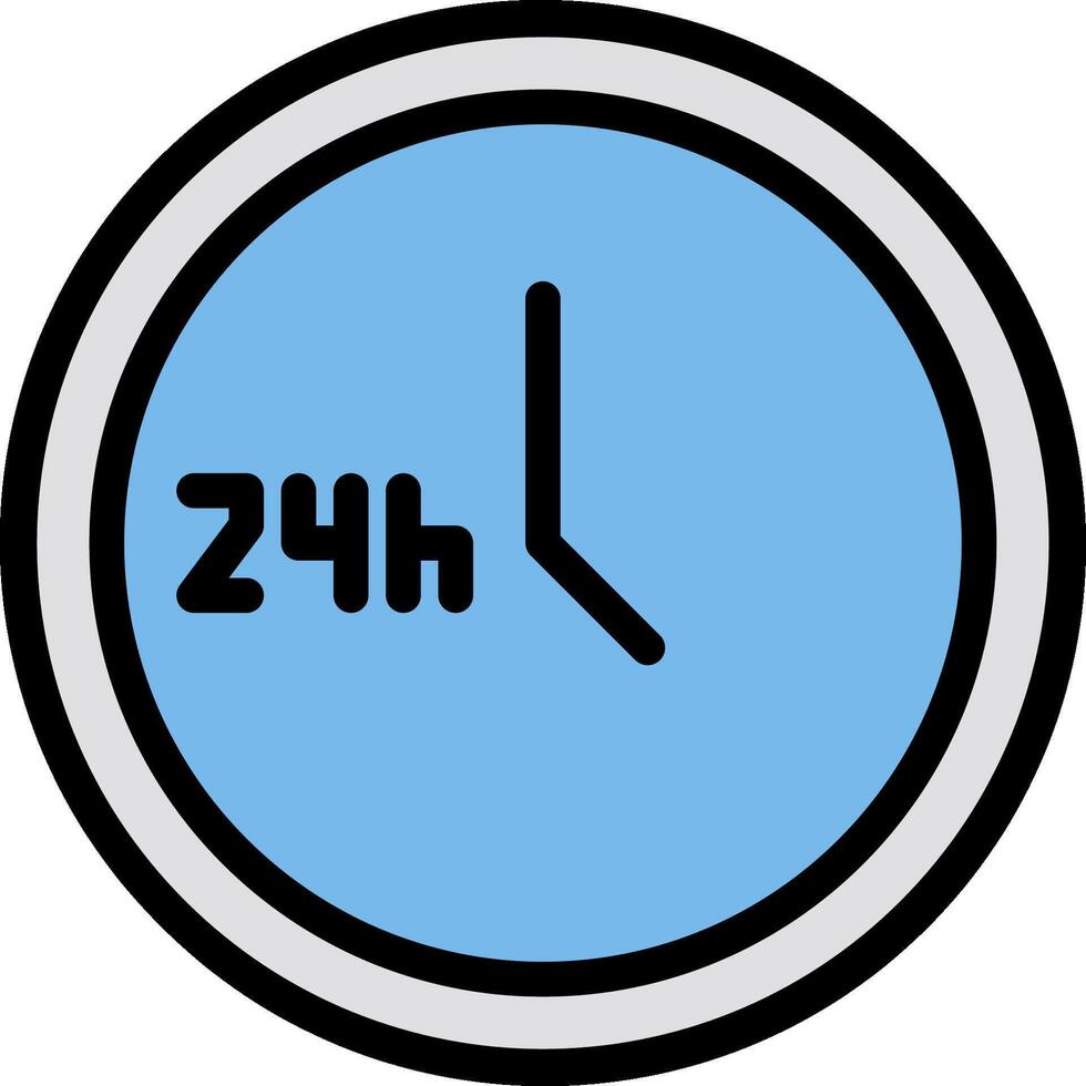 A clock with the word 24h in black and blue vector