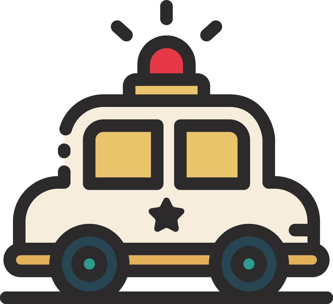 Police car icon with a red light on top vector