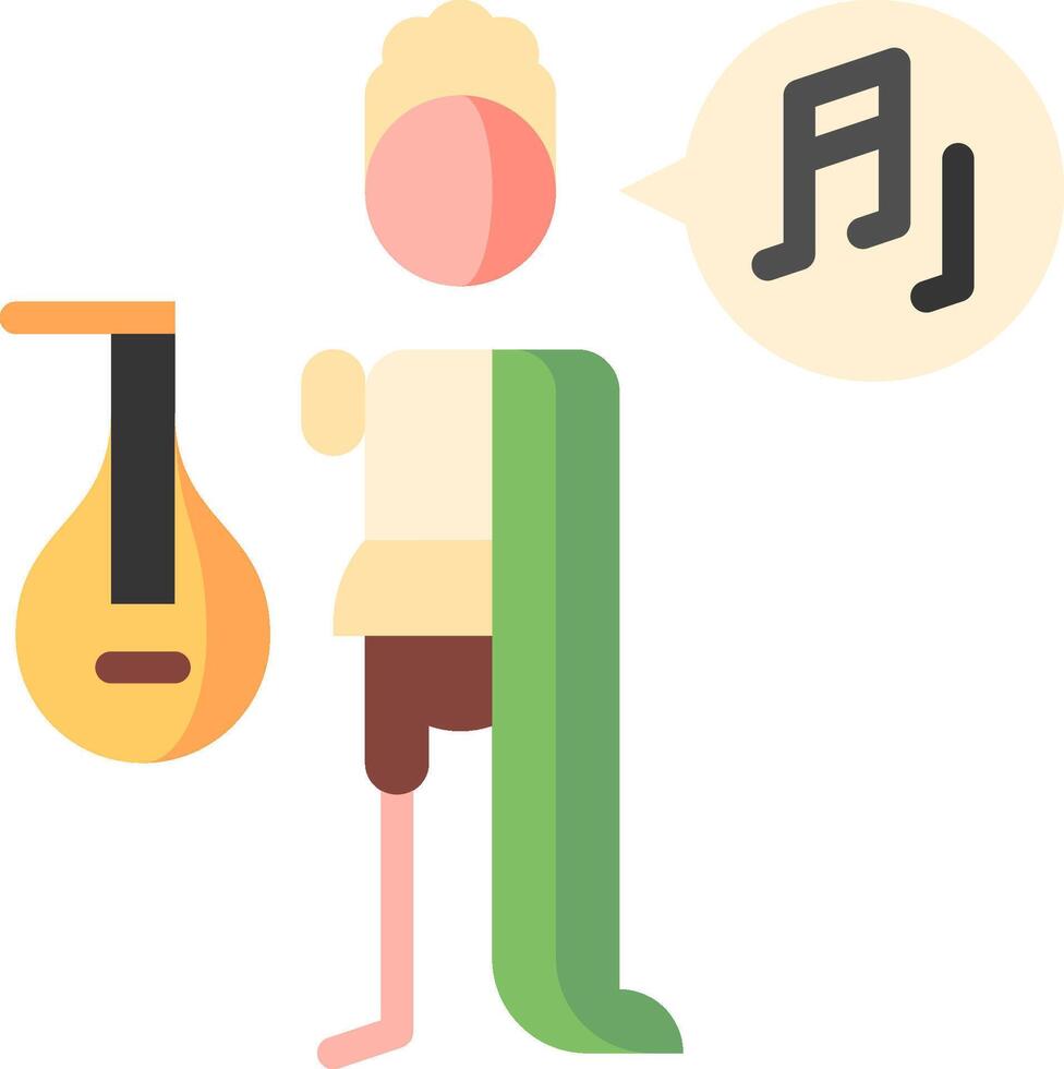 A man with a musical instrument and a note vector