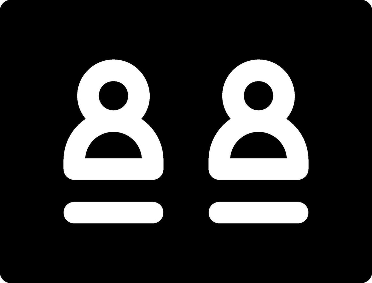 Two people are sitting in a black square vector
