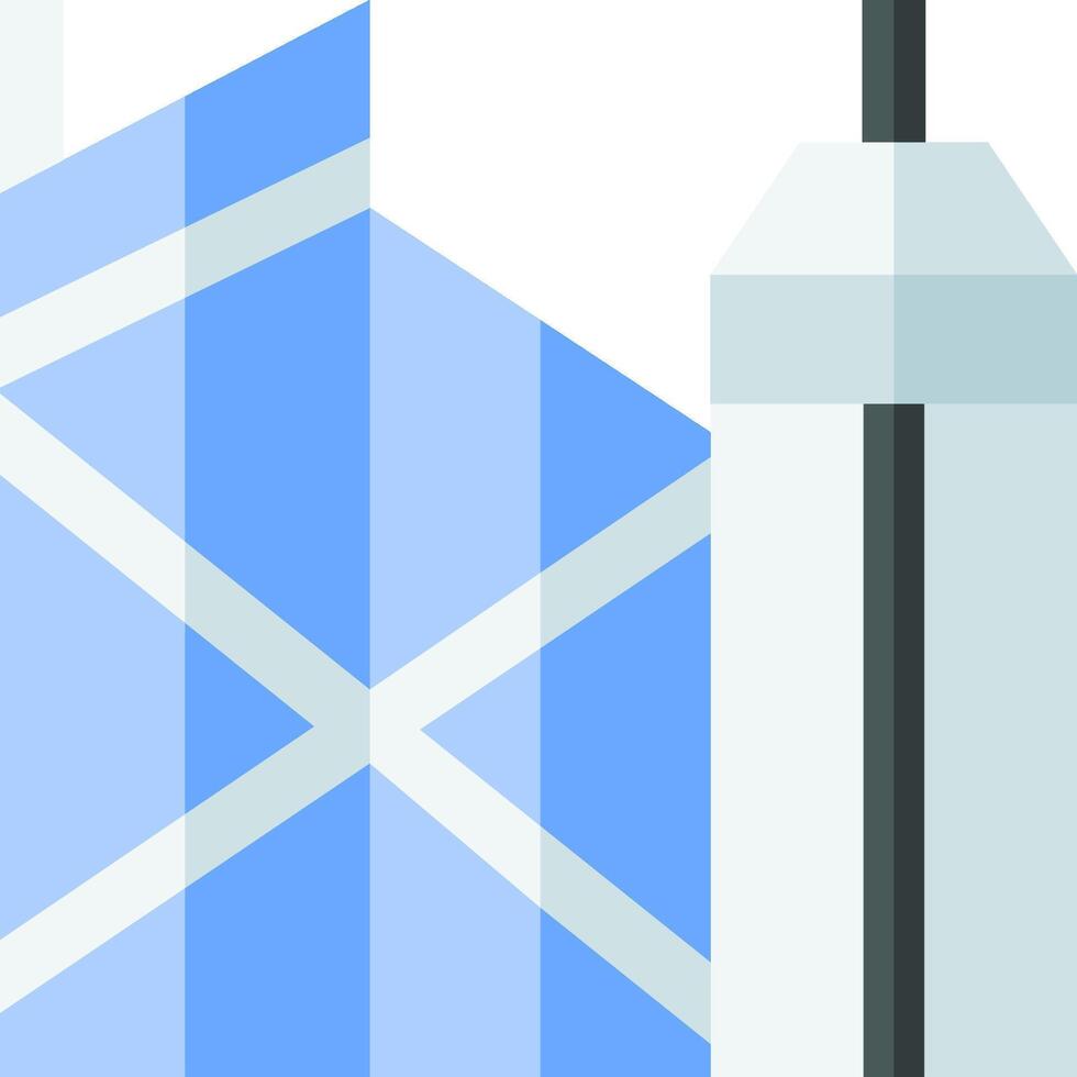 A blue and white building with a tall tower vector