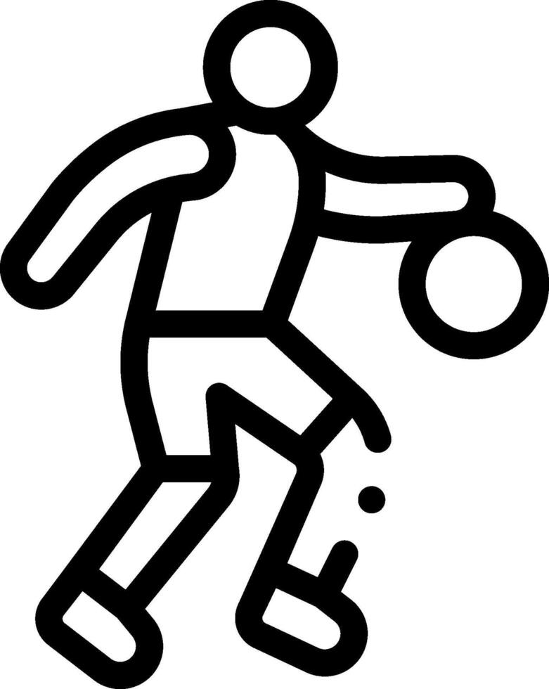 A black and white outline of a man playing with a ball vector