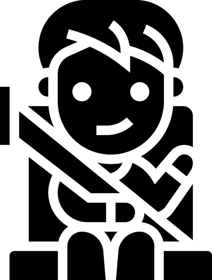 A black and white illustration of a boy sitting in a car vector