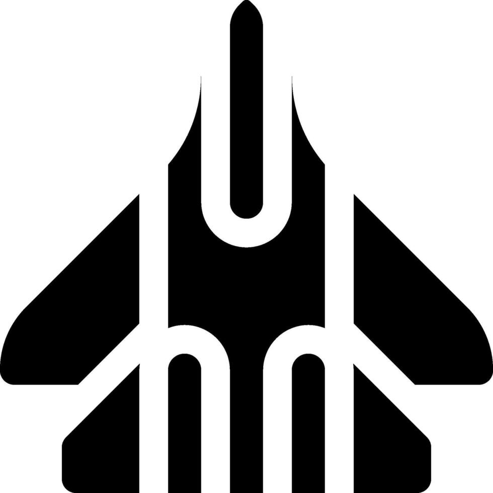 A black and white logo of a fighter jet vector