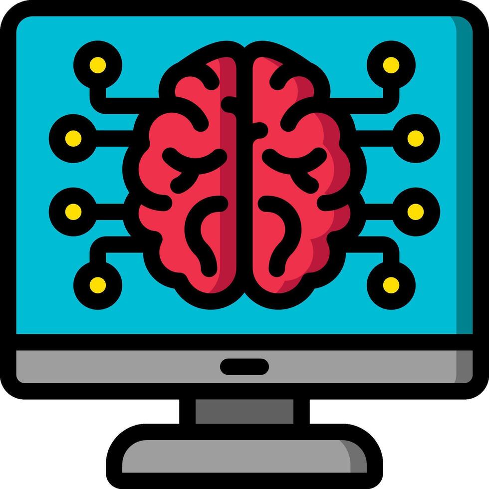A computer screen with a brain on it vector