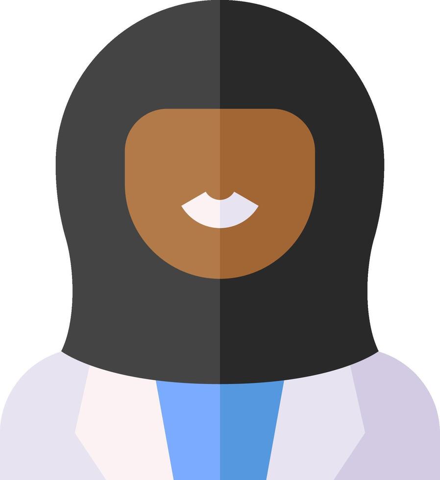 A woman wearing a hijab and a white coat vector