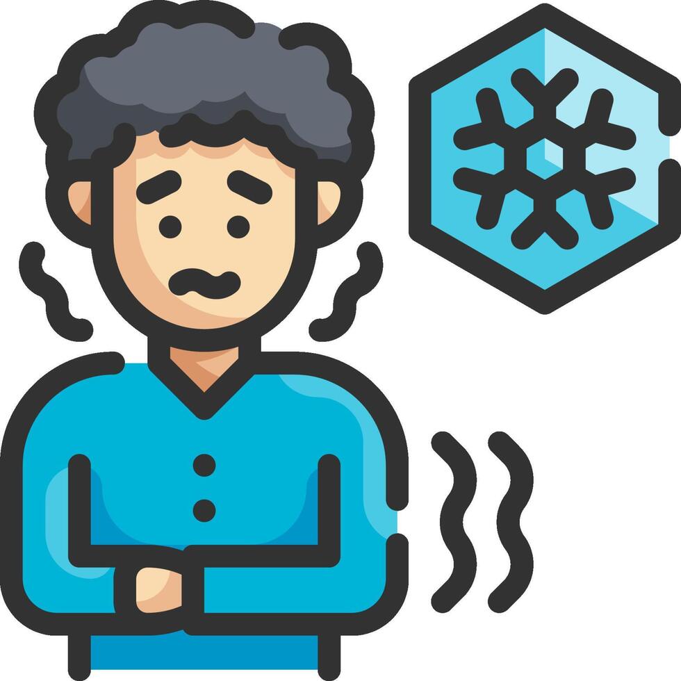A man with a cold is standing next to a snowflake vector