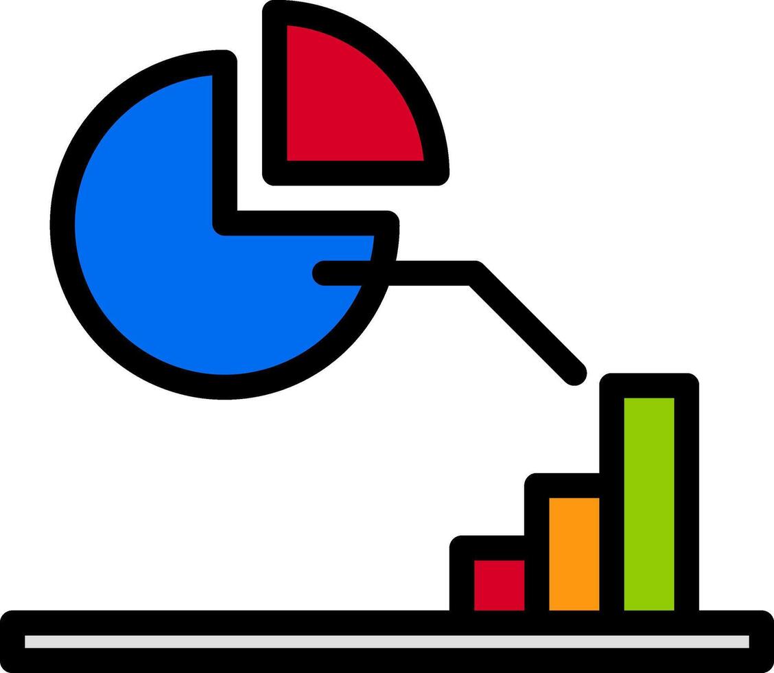 A colorful pie chart with a bar graph vector