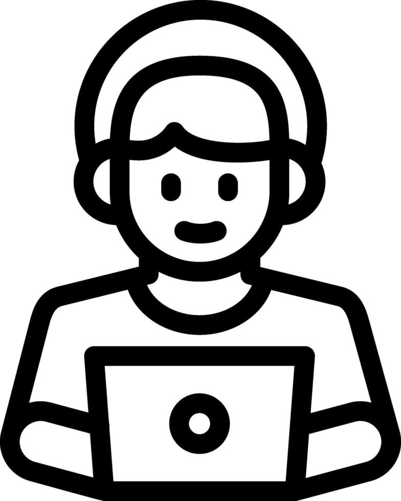 A man with headphones and a laptop vector
