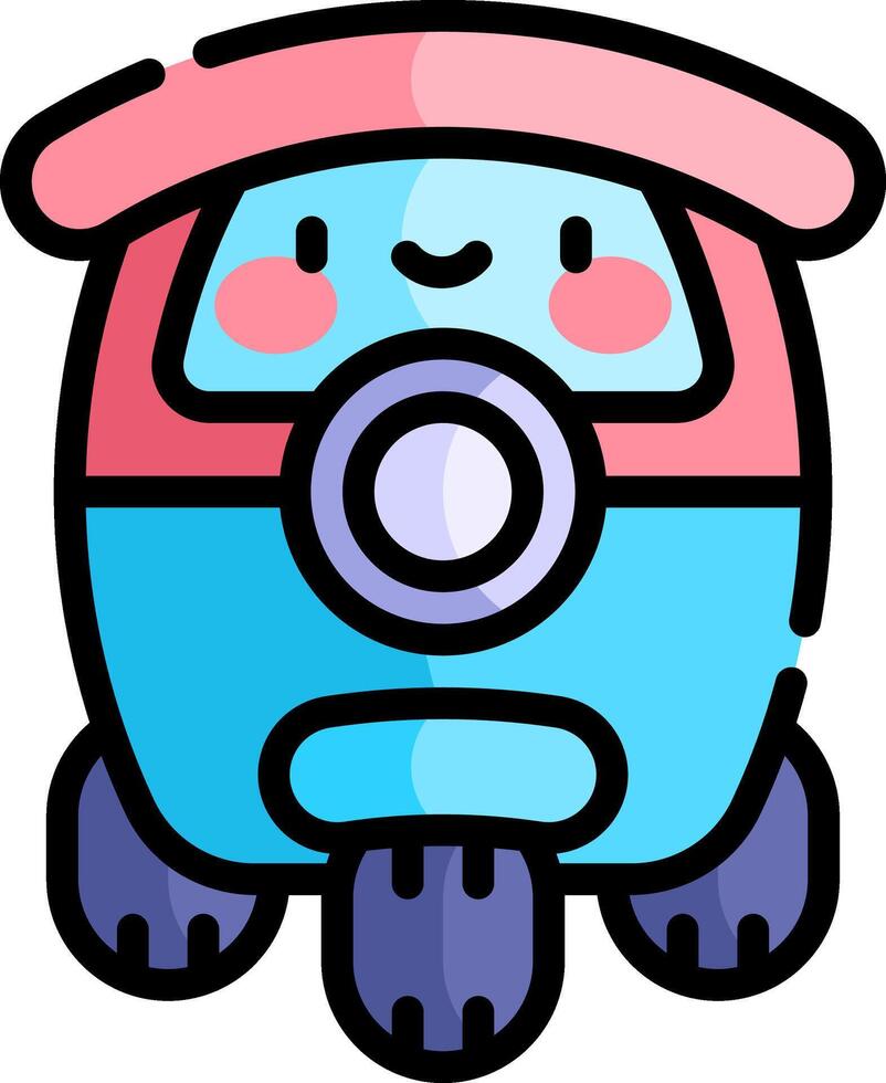 A cartoon car with a pink and blue hat vector