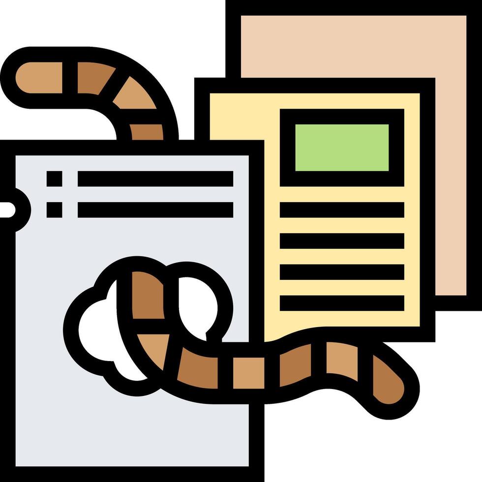 A file with a worm in it and a folder vector