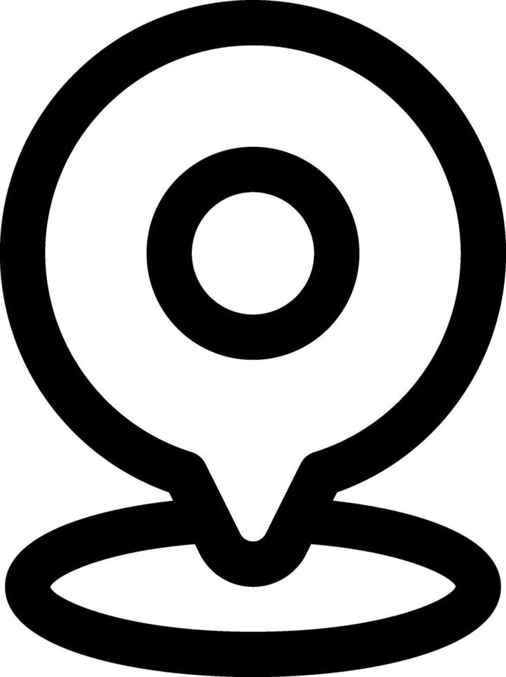 A black and white icon of a location marker vector