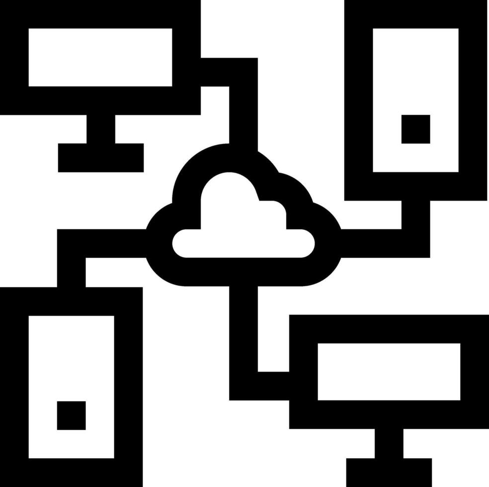 A black and white cloud icon with a computer vector