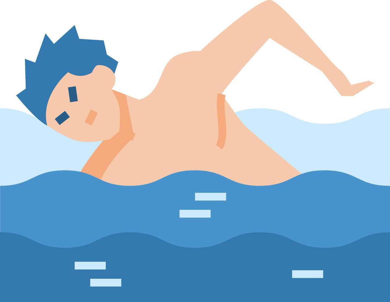 A man swimming in the water with his head up vector
