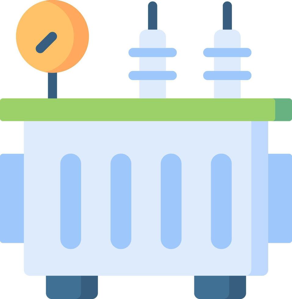 A blue and white electrical transformer icon vector