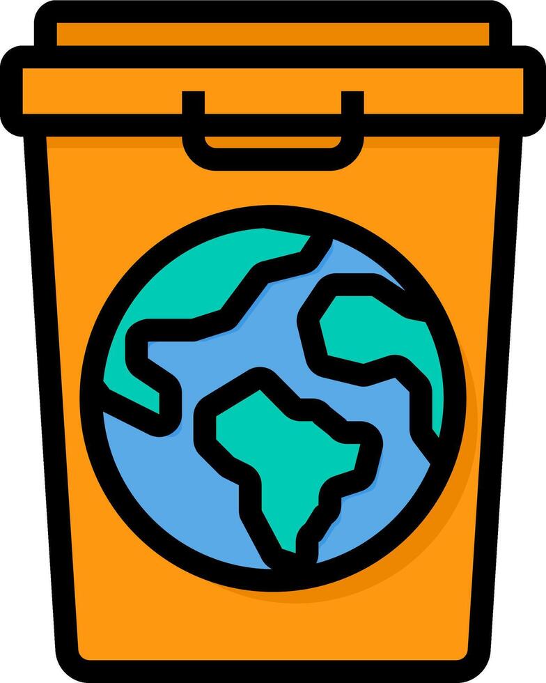 A trash can with a globe inside vector