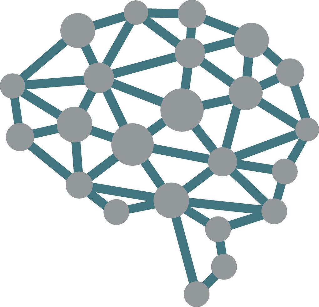 A brain with many dots connected to it vector