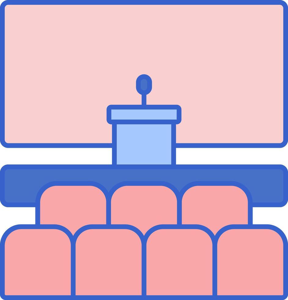 A podium with a microphone and a screen vector