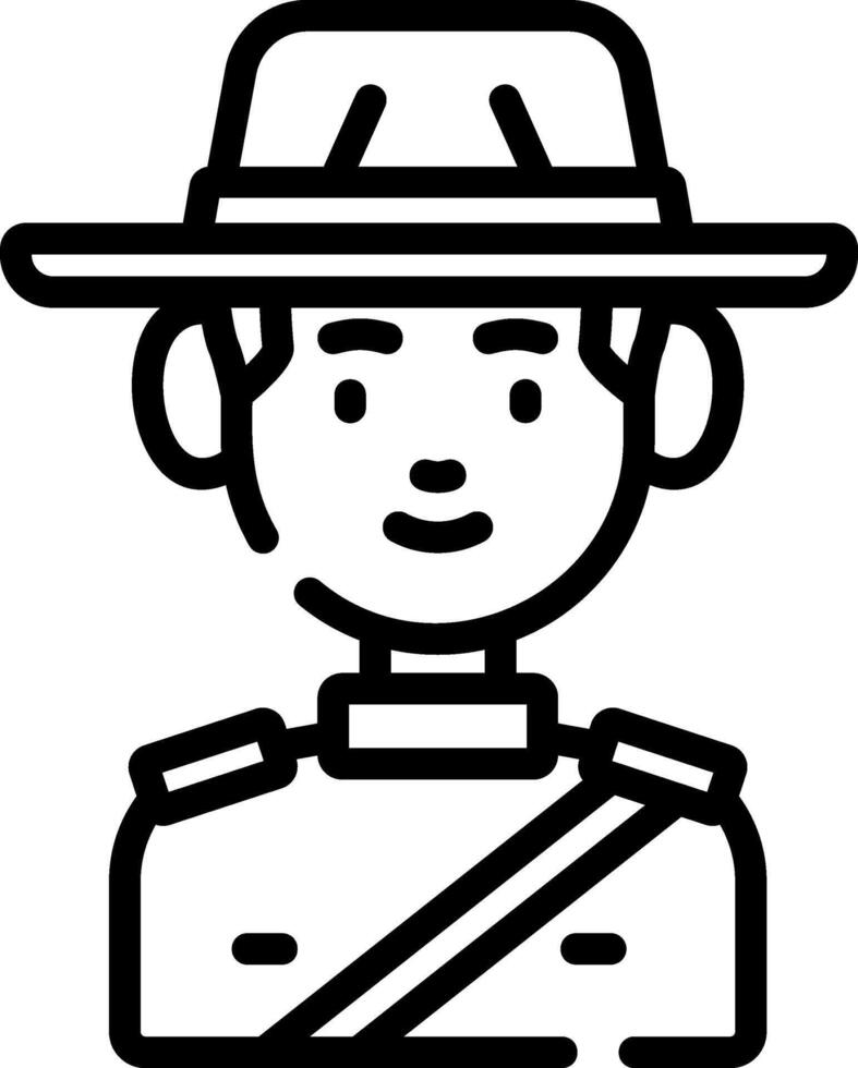 A black and white icon of a soldier vector