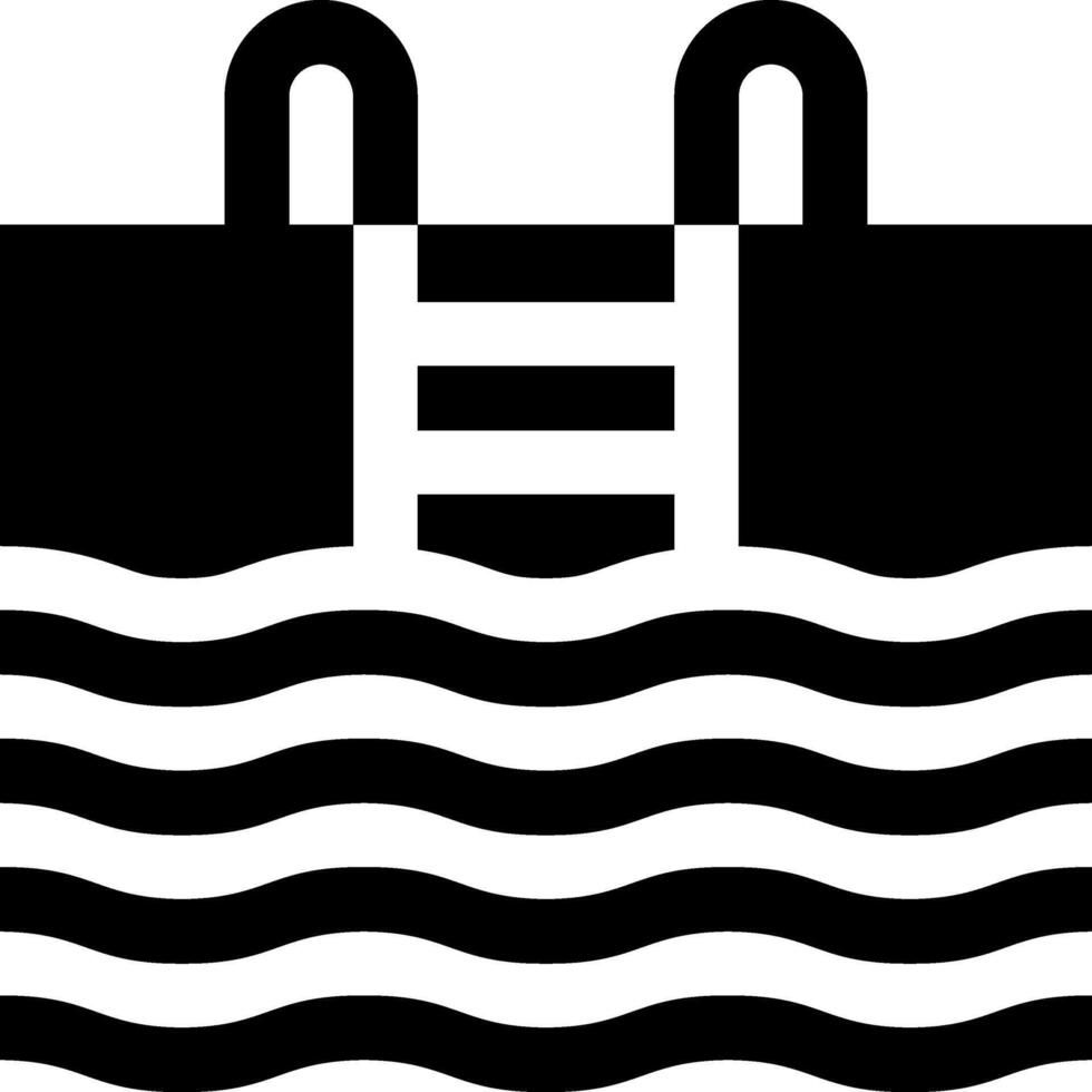 A black and white illustration of a ladder in the water vector