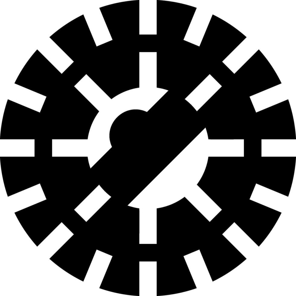 A black and white logo of a clock vector