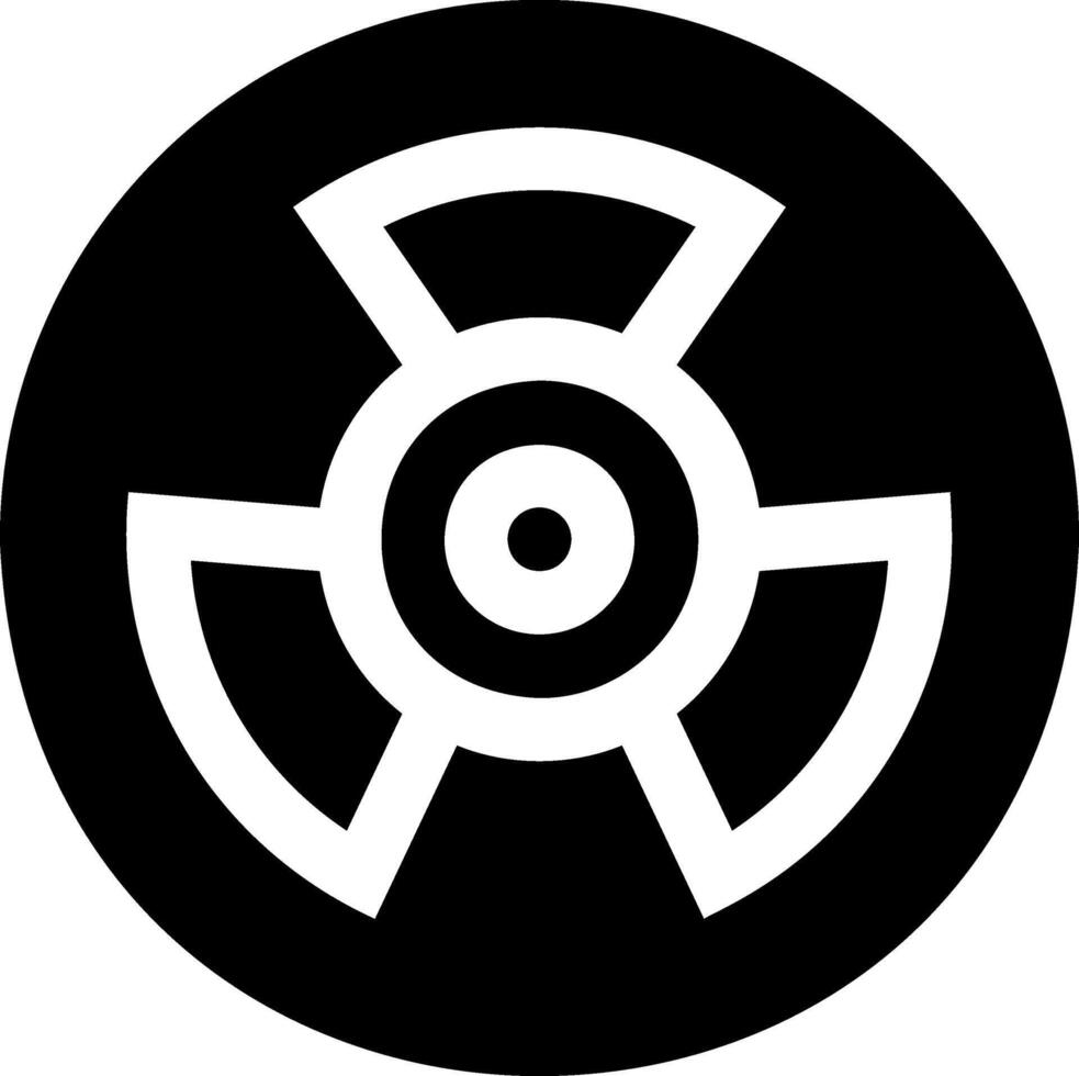 A black and white logo of a nuclear symbol vector